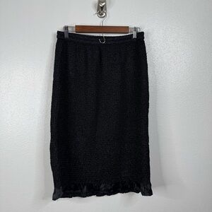 Donna Toran Black Stretchy Midi Skirt Size Medium